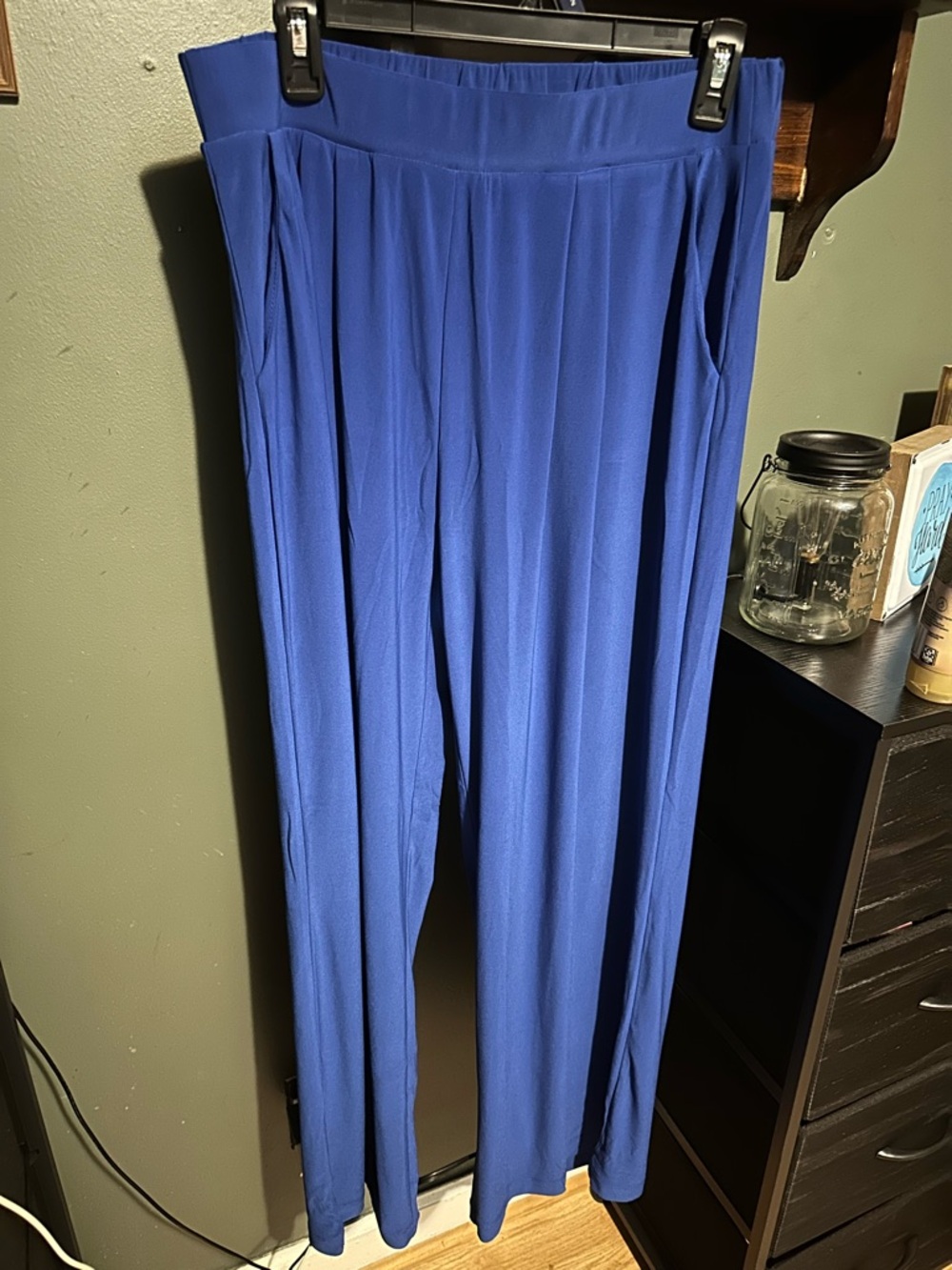 Royal Blue Wide-Leg Pull-On Pants